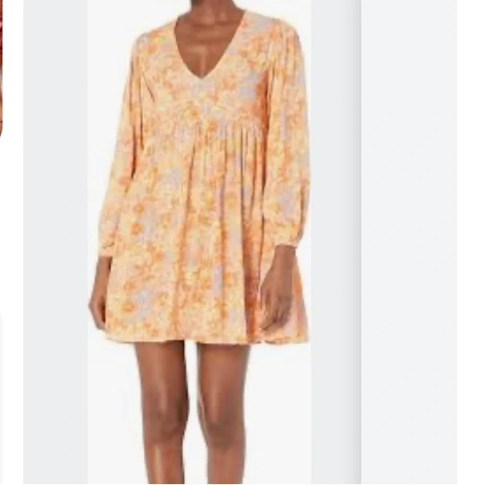Billabong Orange Floral V-Neck Dress - Picture 2 of 6